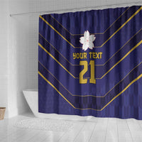 Japan Pacific Rugby 2022-23 Custom Shower Curtain Blue Sakura Japanese Wave Pattern