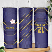Japan Pacific Rugby 2022-23 Custom Skinny Tumbler Blue Sakura Japanese Wave Pattern