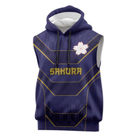 Japan Pacific Rugby 2022-23 Custom Sleeveless Hoodie Blue Sakura Japanese Wave Pattern LT9 Blue - Polynesian Pride