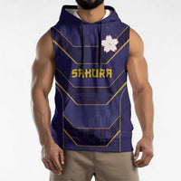 Japan Pacific Rugby 2022-23 Custom Sleeveless Hoodie Blue Sakura Japanese Wave Pattern LT9 - Polynesian Pride