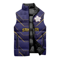 Japan Pacific Rugby 2022-23 Custom Sleeveless Puffer Jacket Blue Sakura Japanese Wave Pattern LT9 - Polynesian Pride