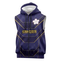 Japan Pacific Rugby 2022-23 Custom Sleeveless Zip Hoodie Blue Sakura Japanese Wave Pattern LT9 Blue - Polynesian Pride