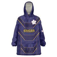 Japan Pacific Rugby 2022-23 Custom Wearable Blanket Hoodie Blue Sakura Japanese Wave Pattern LT9 One Size Blue - Polynesian Pride