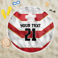 Japan Pacific Rugby 2022-23 Custom Beach Blanket Red Sakura Japanese Wave Pattern LT9 One Size 150cm Red - Polynesian Pride
