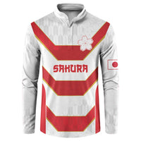 Japan Pacific Rugby 2022-23 Custom Button Sweatshirt Red Sakura Japanese Wave Pattern LT9 Red - Polynesian Pride