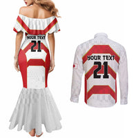 Japan Pacific Rugby 2022-23 Custom Couples Matching Mermaid Dress and Long Sleeve Button Shirt Red Sakura Japanese Wave Pattern LT9 - Polynesian Pride