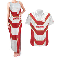 Japan Pacific Rugby 2022-23 Custom Couples Matching Tank Maxi Dress and Hawaiian Shirt Red Sakura Japanese Wave Pattern LT9 Red - Polynesian Pride