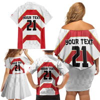 Japan Pacific Rugby 2022-23 Custom Family Matching Off Shoulder Short Dress and Hawaiian Shirt Red Sakura Japanese Wave Pattern LT9 - Polynesian Pride