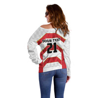 Japan Pacific Rugby 2022-23 Custom Off Shoulder Sweater Red Sakura Japanese Wave Pattern