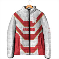 Japan Pacific Rugby 2022-23 Custom Padded Jacket Red Sakura Japanese Wave Pattern LT9 - Polynesian Pride