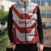 Japan Pacific Rugby 2022-23 Custom Sleeveless Puffer Jacket Red Sakura Japanese Wave Pattern LT9 - Polynesian Pride