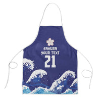 Japan Pacific Rugby Custom Apron Go Sakura Japanese Wave Pattern LT9 Blue - Polynesian Pride