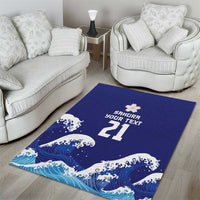 Japan Pacific Rugby Custom Area Rug Go Sakura Japanese Wave Pattern
