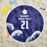 Japan Pacific Rugby Custom Beach Blanket Go Sakura Japanese Wave Pattern LT9 One Size 150cm Blue - Polynesian Pride