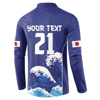 Japan Pacific Rugby Custom Button Sweatshirt Go Sakura Japanese Wave Pattern LT9 - Polynesian Pride