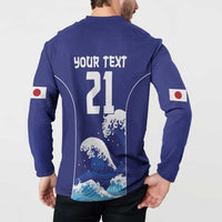 Japan Pacific Rugby Custom Button Sweatshirt Go Sakura Japanese Wave Pattern LT9 - Polynesian Pride