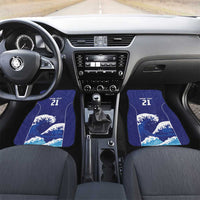 Japan Pacific Rugby Custom Car Mats Go Sakura Japanese Wave Pattern LT9 Set 2pcs - Front Blue - Polynesian Pride
