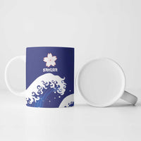 Japan Pacific Rugby Custom Ceramic Mug Go Sakura Japanese Wave Pattern LT9 - Polynesian Pride
