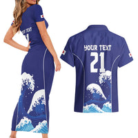Japan Pacific Rugby Custom Couples Matching Short Sleeve Bodycon Dress and Hawaiian Shirt Go Sakura Japanese Wave Pattern LT9 - Polynesian Pride