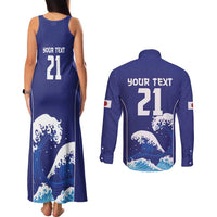 Japan Pacific Rugby Custom Couples Matching Tank Maxi Dress and Long Sleeve Button Shirt Go Sakura Japanese Wave Pattern LT9 - Polynesian Pride