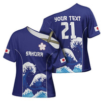 Japan Pacific Rugby Custom Cross Shoulder Shirt Go Sakura Japanese Wave Pattern LT9 - Polynesian Pride