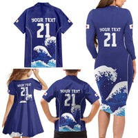 Japan Pacific Rugby Custom Family Matching Long Sleeve Bodycon Dress and Hawaiian Shirt Go Sakura Japanese Wave Pattern LT9 - Polynesian Pride