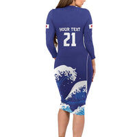 Japan Pacific Rugby Custom Family Matching Long Sleeve Bodycon Dress and Hawaiian Shirt Go Sakura Japanese Wave Pattern LT9 - Polynesian Pride