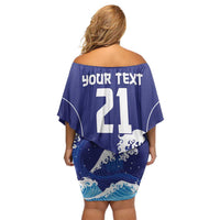 Japan Pacific Rugby Custom Family Matching Off Shoulder Short Dress and Hawaiian Shirt Go Sakura Japanese Wave Pattern LT9 - Polynesian Pride