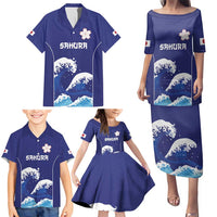 Japan Pacific Rugby Custom Family Matching Puletasi and Hawaiian Shirt Go Sakura Japanese Wave Pattern LT9 - Polynesian Pride