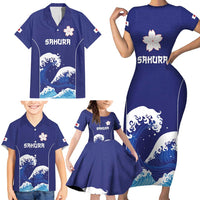 Japan Pacific Rugby Custom Family Matching Short Sleeve Bodycon Dress and Hawaiian Shirt Go Sakura Japanese Wave Pattern LT9 - Polynesian Pride