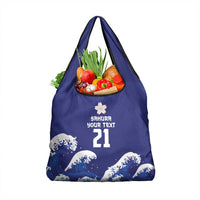 Japan Pacific Rugby Custom Grocery Bag Go Sakura Japanese Wave Pattern LT9 1-pack One Size Blue - Polynesian Pride