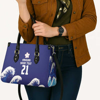 Japan Pacific Rugby Custom Leather Bag Go Sakura Japanese Wave Pattern - Polynesian Pride