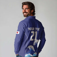 Japan Pacific Rugby Custom Long Sleeve Polo Shirt Go Sakura Japanese Wave Pattern