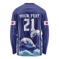 Japan Pacific Rugby Custom Long Sleeve Shirt Go Sakura Japanese Wave Pattern LT9 - Polynesian Pride