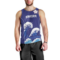 Japan Pacific Rugby Custom Men Tank Top Go Sakura Japanese Wave Pattern LT9 - Polynesian Pride
