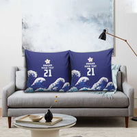 Japan Pacific Rugby Custom Pillow Cover Go Sakura Japanese Wave Pattern - Polynesian Pride