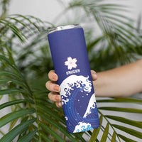 Japan Pacific Rugby Custom Skinny Tumbler Go Sakura Japanese Wave Pattern