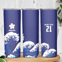 Japan Pacific Rugby Custom Skinny Tumbler Go Sakura Japanese Wave Pattern