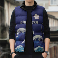 Japan Pacific Rugby Custom Sleeveless Puffer Jacket Go Sakura Japanese Wave Pattern LT9 - Polynesian Pride