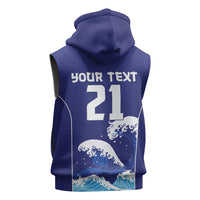 Japan Pacific Rugby Custom Sleeveless Zip Hoodie Go Sakura Japanese Wave Pattern LT9 - Polynesian Pride