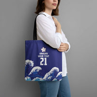 Japan Pacific Rugby Custom Tote Bag Go Sakura Japanese Wave Pattern - Polynesian Pride