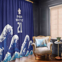 Japan Pacific Rugby Custom Window Curtain Go Sakura Japanese Wave Pattern