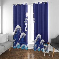 Japan Pacific Rugby Custom Window Curtain Go Sakura Japanese Wave Pattern
