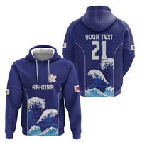 Japan Pacific Rugby Custom Zip Hoodie Go Sakura Japanese Wave Pattern
