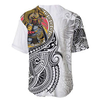 Japanese Samurai Warrior Baseball Jersey White Polynesian Tattoo Style