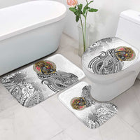 Japanese Samurai Warrior Bathroom Set White Polynesian Tattoo Style - Polynesian Pride