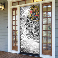 Japanese Samurai Warrior Door Cover White Polynesian Tattoo Style LT9 - Polynesian Pride