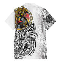 Japanese Samurai Warrior Family Matching Mermaid Dress and Hawaiian Shirt White Polynesian Tattoo Style