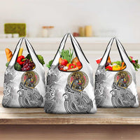 Japanese Samurai Warrior Grocery Bag White Polynesian Tattoo Style LT9 3-pack One Size White - Polynesian Pride