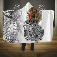 Japanese Samurai Warrior Hooded Blanket White Polynesian Tattoo Style LT9 - Polynesian Pride